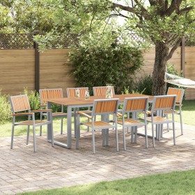 Sillas de Jardín Apilables 8 pcs Acero Gris y Madera Sólida de Acacia de , Sillas de jardín - Ref: Foro24-3284396, Precio: 61...
