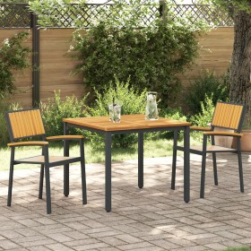 Juego de Comedor de Jardín de 3 Piezas Negro y Madera Metal y Madera de , Mesas de jardín - Ref: Foro24-3284413, Precio: 295,...