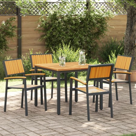 Juego de Comedor Jardín Conjunto de 5 Negro y Marrón Metal y madera de , Mesas de jardín - Ref: Foro24-3284414, Precio: 445,9...