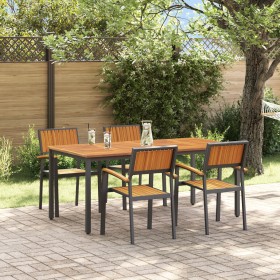 Conjunto de Comedor de Jardín de 5 Piezas Negro, Marrón Metal, Madera de , Mesas de jardín - Ref: Foro24-3284417, Precio: 529...