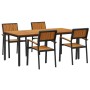 Conjunto de Comedor de Jardín de 5 Piezas Negro, Marrón Metal, Madera de , Mesas de jardín - Ref: Foro24-3284417, Precio: 529...