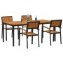 Conjunto de Comedor de Jardín de 5 Piezas Negro, Marrón Metal, Madera de , Mesas de jardín - Ref: Foro24-3284417, Precio: 529...