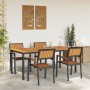 Conjunto de Comedor de Jardín de 5 Piezas Negro, Marrón Metal, Madera de , Mesas de jardín - Ref: Foro24-3284417, Precio: 529...