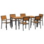 Juego de Comedor de Jardín Set de 7 Negro, Madera Natural de , Mesas de jardín - Ref: Foro24-3284418, Precio: 687,90 €, Descu...