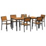 Juego de Comedor de Jardín Set de 7 Negro, Madera Natural de , Mesas de jardín - Ref: Foro24-3284418, Precio: 687,90 €, Descu...