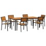 Set de Comedor de Jardín Set de 7 Negro y Marrón Metal y Madera de , Mesas de jardín - Ref: Foro24-3284419, Precio: 716,32 €,...