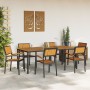 Set de Comedor de Jardín Set de 7 Negro y Marrón Metal y Madera de , Mesas de jardín - Ref: Foro24-3284419, Precio: 716,32 €,...