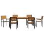 Set de Comedor de Jardín Set de 7 Negro y Marrón Metal y Madera de , Mesas de jardín - Ref: Foro24-3284419, Precio: 716,32 €,...