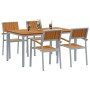 Juego de Comedor de Jardín Juego de 5 Gris, Madera Natural Metal de , Mesas de jardín - Ref: Foro24-3284423, Precio: 500,35 €...