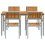 Juego de Comedor de Jardín Juego de 5 Gris, Madera Natural Metal de , Mesas de jardín - Ref: Foro24-3284423, Precio: 500,35 €...