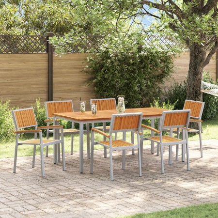 Conjunto de Comedor para Jardín Conjunto de 7 Gris Metal Duradero de , Mesas de jardín - Ref: Foro24-3284426, Precio: 684,96 ...