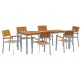 Conjunto de Comedor de Jardín Set de 7 Gris y Madera Natural de , Mesas de jardín - Ref: Foro24-3284427, Precio: 711,76 €, De...