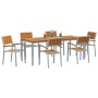 Conjunto de Comedor de Jardín Set de 7 Gris y Madera Natural de , Mesas de jardín - Ref: Foro24-3284427, Precio: 711,76 €, De...