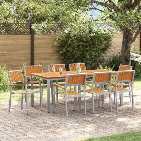 Juego de Comedor de Jardín Set de 9 Gris Aluminio Duradero de , Mesas de jardín - Ref: Foro24-3284428, Precio: 861,73 €, Desc...