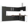 Gabinete de cocina ""Kalmar"" con dobles fregaderos Negro Madera elaborada de , Armarios de cocina - Ref: Foro24-3315002, Pre...