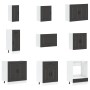 Gabinete de cocina ""Kalmar"" con dobles fregaderos Negro Madera elaborada de , Armarios de cocina - Ref: Foro24-3315002, Pre...