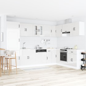 Gabinete de Cocina ""Kalmar"" con Doble Lavabo Alta Brillo Blanco Madera Elaborada de , Armarios de cocina - Ref: Foro24-3315...