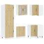 Gabinete de cocina ""Kalmar"" con doble lavabo de roble sonoma y madera elaborada de , Armarios de cocina - Ref: Foro24-33150...