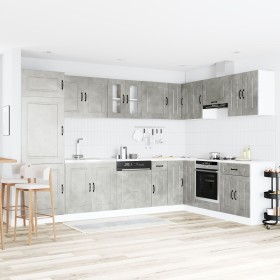 Armario de Cocina ""Kalmar"" con Doble Fregadero Gris Concreto Madera Elaborada de , Armarios de cocina - Ref: Foro24-3315005...