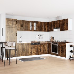 Gabinete de Cocina ""Kalmar"" con Doble Fregadero de Roble Ahumado en Madera Elaborada de , Armarios de cocina - Ref: Foro24-...