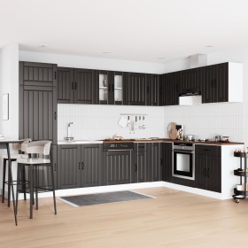 Gabinete de Cocina ""Lucca"" con Juegos de Doble Fregadero de Madera Negra de , Armarios de cocina - Ref: Foro24-3315012, Pre...