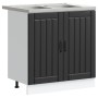 Gabinete de Cocina ""Lucca"" con Juegos de Doble Fregadero de Madera Negra de , Armarios de cocina - Ref: Foro24-3315012, Pre...
