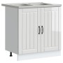 Gabinete de Cocina 'Lucca' con Doble Fregadero Blanco de Alto Brillo en Madera Elaborada de , Armarios de cocina - Ref: Foro2...