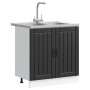 Gabinete de Cocina ""Lucca"" con Juegos de Doble Fregadero de Madera Negra de , Armarios de cocina - Ref: Foro24-3315012, Pre...
