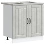 Gabinete de cocina ""Lucca"" con dos fregaderos en gris concreto y madera de , Armarios de cocina - Ref: Foro24-3315015, Prec...