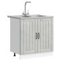 Gabinete de cocina ""Lucca"" con dos fregaderos en gris concreto y madera de , Armarios de cocina - Ref: Foro24-3315015, Prec...