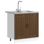 Armario de Cocina ""Lucca"" con Doble Lavabo en Roble Marrón Madera elaborada de , Armarios de cocina - Ref: Foro24-3315018, ...