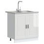 Armario Base con Lavabo ""Porto"" Brillo Alto Blanco 80x46x84,5 cm Madera Ingeniada de , Armarios de cocina - Ref: Foro24-331...