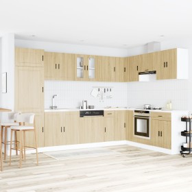 Gabinete Base con Fregadero 'Porto' en Roble Sonoma 80x46x84,5 cm de Madera Ingenierizada de , Armarios de cocina - Ref: Foro...