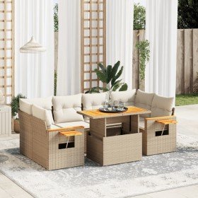 Set sofás de jardín 7 piezas y cojines ratán sintético beige en Conjuntos de jardín | Comprar online en Foru.es