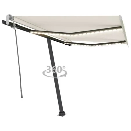 Toldo manual retráctil con LED crema 300x250 cm de vidaXL, Toldos - Ref: Foro24-3069702, Precio: 380,68 €, Descuento: %