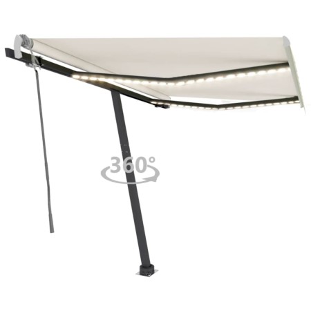 Toldo manual retráctil con LED crema 300x250 cm de vidaXL, Toldos - Ref: Foro24-3069702, Precio: 386,73 €, Descuento: %