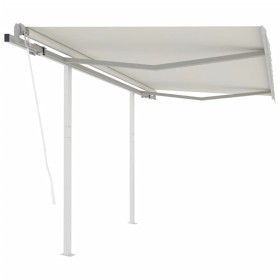 Toldo retráctil automático con postes crema 3,5x2,5 m de vidaXL, Toldos - Ref: Foro24-3069927, Precio: 426,49 €, Descuento: %