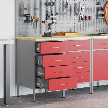 Gabinete de trabajo 2 pcs Rojo y Gris Madera Elaborada y Acero de , Mesas de trabajo - Ref: Foro24-3321363, Precio: 285,04 €,...