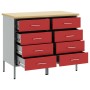 Gabinete de trabajo 2 pcs Rojo y Gris Madera Elaborada y Acero de , Mesas de trabajo - Ref: Foro24-3321363, Precio: 285,04 €,...