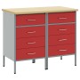 Gabinete de trabajo 2 pcs Rojo y Gris Madera Elaborada y Acero de , Mesas de trabajo - Ref: Foro24-3321363, Precio: 285,04 €,...