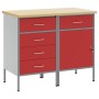 Juego de Muebles de Trabajo de 2 Piezas en Rojo y Gris, Hecho de Madera y Acero de , Mesas de trabajo - Ref: Foro24-3321365, ...