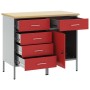 Juego de Muebles de Trabajo de 2 Piezas en Rojo y Gris, Hecho de Madera y Acero de , Mesas de trabajo - Ref: Foro24-3321365, ...