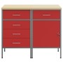 Juego de Muebles de Trabajo de 2 Piezas en Rojo y Gris, Hecho de Madera y Acero de , Mesas de trabajo - Ref: Foro24-3321365, ...