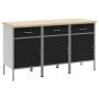 Gabinete de trabajo 3 piezas Negro y Gris de Madera y Acero de , Mesas de trabajo - Ref: Foro24-3321366, Precio: 392,27 €, De...