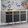 Gabinete de trabajo 3 piezas Negro y Gris de Madera y Acero de , Mesas de trabajo - Ref: Foro24-3321366, Precio: 392,27 €, De...