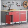 Gabinete de Trabajo 3 piezas Rojo y Gris de Madera y Acero de , Mesas de trabajo - Ref: Foro24-3321367, Precio: 362,27 €, Des...
