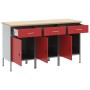 Gabinete de Trabajo 3 piezas Rojo y Gris de Madera y Acero de , Mesas de trabajo - Ref: Foro24-3321367, Precio: 362,27 €, Des...