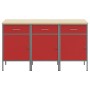 Gabinete de Trabajo 3 piezas Rojo y Gris de Madera y Acero de , Mesas de trabajo - Ref: Foro24-3321367, Precio: 362,27 €, Des...
