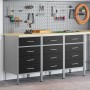 Gabinete de trabajo 3 piezas Negro y Gris Madera y Acero de , Mesas de trabajo - Ref: Foro24-3321368, Precio: 456,19 €, Descu...