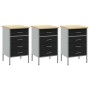 Gabinete de trabajo 3 piezas Negro y Gris Madera y Acero de , Mesas de trabajo - Ref: Foro24-3321368, Precio: 456,19 €, Descu...
